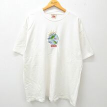 XL/古着 半袖 ビンテージ Tシャツ メンズ 00s 星条旗 地球 カリフォルニア 刺繍 大きいサイズ コットン クルーネック 生成り 23may01_画像1