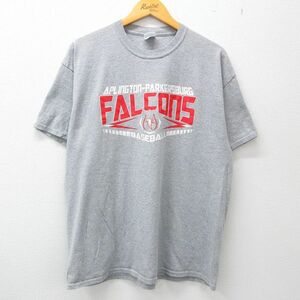 XL/古着 半袖 ビンテージ Tシャツ メンズ 00s ファルコンズ ベースボール クルーネック グレー 霜降り 23apr27 中古