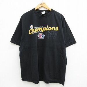 XL/古着 半袖 ビンテージ Tシャツ メンズ 00s NFL ピッツバーグスティーラーズ 大きいサイズ コットン クルーネック 黒 ブラック アメ