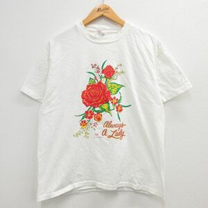 L/古着 ヘインズ 半袖 ビンテージ Tシャツ メンズ 90s バラ コットン クルーネック 白 ホワイト 23may09 中古