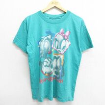 L/古着 半袖 ビンテージ Tシャツ メンズ 00s ディズニー ミッキー ドナルド クルーネック 青緑 23jul22 中古_画像1