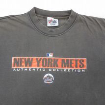 XL/古着 マジェスティック 半袖 ビンテージ Tシャツ メンズ 00s MLB ニューヨークメッツ 大きいサイズ コットン クルーネック 濃グレー_画像6