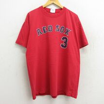 XL/古着 マジェスティック 半袖 ビンテージ Tシャツ メンズ 00s MLB ボストンレッドソックス リースマグワイア 3 コットン クルーネッ_画像1