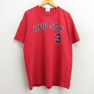 XL/古着 マジェスティック 半袖 ビンテージ Tシャツ メンズ 00s MLB ボストンレッドソックス リースマグワイア 3 コットン クルーネッ