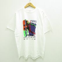 XL/古着 半袖 ビンテージ Tシャツ メンズ 90s YAI 5K RUN 企業広告 大きいサイズ コットン クルーネック 白 ホワイト 23jul24 中古_画像1