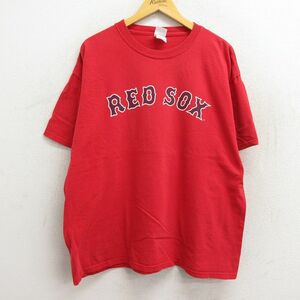 XL/古着 半袖 ビンテージ Tシャツ メンズ 00s MLB ボストンレッドソックス ポーキーリース 3 大きいサイズ コットン クルーネック 赤