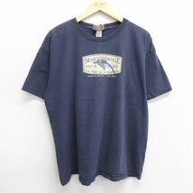 XL/古着 半袖 ビンテージ ロック バンド Tシャツ メンズ 00s ジミーバフェット マートルビーチ 大きいサイズ コットン クルーネック 紺_画像1