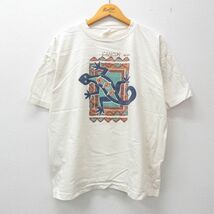 XL/古着 半袖 ビンテージ Tシャツ メンズ 00s トカゲ カンクリーニ 大きいサイズ コットン クルーネック 生成り 23jun03 中古_画像1