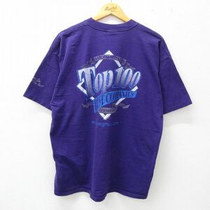 XL/古着 半袖 ビンテージ Tシャツ メンズ 90s TOP BEST 大きいサイズ コットン クルーネック 濃紫 パープル 23jun21 中古