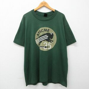 XL/古着 半袖 ビンテージ Tシャツ メンズ 90s バッファロー AFSCME 大きいサイズ クルーネック 濃緑 グリーン 23jun15 中古