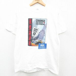 M/古着 半袖 ビンテージ Tシャツ メンズ 00s CHANGE ニューヨーク コットン クルーネック 白 ホワイト 23aug21 中古