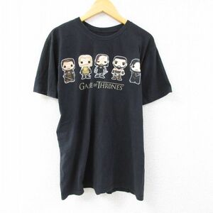 XL/古着 半袖 Tシャツ メンズ ドラマ ゲームオブスローンズ コットン クルーネック 黒 ブラック 23mar30 中古