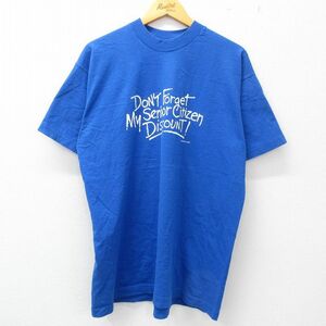 XL/古着 半袖 ビンテージ Tシャツ メンズ 00s DiSCOUNT コットン クルーネック 青 ブルー 23jun07 中古