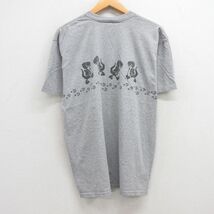 XL/古着 半袖 ビンテージ Tシャツ メンズ 00s 恐竜 足跡 クルーネック グレー 霜降り 23sep06 中古_画像2