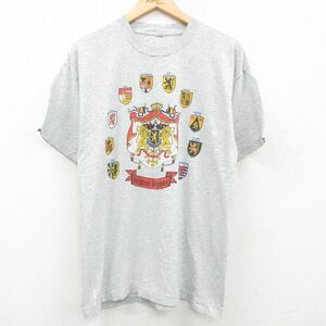 XL/古着 半袖 ビンテージ Tシャツ メンズ 80s ベルギー クルーネック グレー 霜降り 23aug18 中古