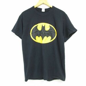 M/古着 半袖 Tシャツ メンズ DCコミックス バットマン BATMAN コットン クルーネック 黒 ブラック 23apr15 中古
