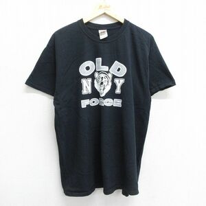 L/古着 半袖 ビンテージ Tシャツ メンズ 00s オールドフォージ クマ クルーネック 黒 ブラック 23jun07 中古