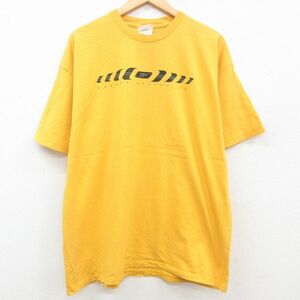 XL/古着 リーボック 半袖 ビンテージ Tシャツ メンズ 00s ビッグロゴ 大きいサイズ コットン クルーネック 黄 イエロー 23aug07 中古