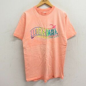 M/古着 半袖 ビンテージ Tシャツ メンズ 90s FLORABAMA コットン クルーネック 薄オレンジ 23sep02 中古