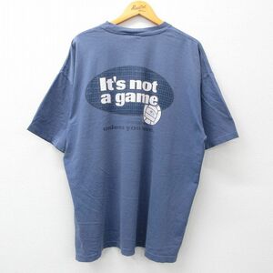 XL/古着 半袖 ビンテージ Tシャツ メンズ 90s バレーボール game 大きいサイズ クルーネック 紺 ネイビー 23sep04 中古