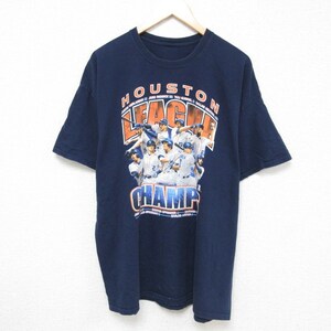 XL/古着 半袖 Tシャツ メンズ MLB ヒューストンアストロズ LEAGUE CHAMPS カルロスコレア 大きいサイズ クルーネック 紺 ネイビー メジ