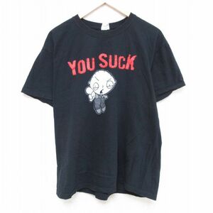 XL/古着 半袖 Tシャツ メンズ ファミリーガイ コットン クルーネック 黒 ブラック 23jul08 中古