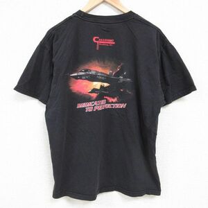 L/古着 ヘインズ Hanes 半袖 Tシャツ メンズ ミリタリー F-35 戦闘機 CASSAVANT クルーネック 黒 ブラック 23apr05 中古