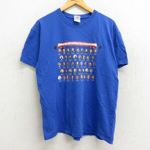 L/古着 半袖 ビンテージ Tシャツ メンズ 00s 大統領 バラクオバマ ジョージワシントン コットン クルーネック 青 ブルー 23sep13 中古