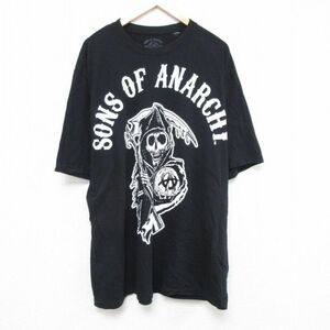 XL/古着 半袖 Tシャツ メンズ サンズオブアナーキー サンオブアナーキー 大きいサイズ ロング丈 コットン クルーネック 黒 ブラック 23