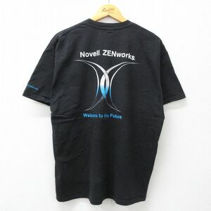 XL/古着 ヘインズ 半袖 ビンテージ Tシャツ メンズ 00s ZENworks Future コットン クルーネック 黒 ブラック 23sep04 中古