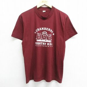 M/古着 半袖 ビンテージ Tシャツ メンズ 80s グランベリー マサチューセッツ クルーネック エンジ spe 23jun14 中古