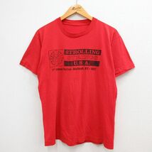 L/古着 半袖 ビンテージ Tシャツ メンズ 90s STROLLING フェス ニューヨーク クルーネック 赤 レッド 23jun14 中古_画像1