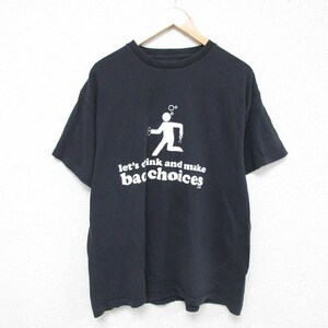 XL/古着 半袖 Tシャツ メンズ パーティーゲーム BAD CHOICES コットン クルーネック 黒 ブラック 23jun22 中古