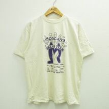 L/古着 半袖 ビンテージ Tシャツ メンズ 90s モーガンス ドリームチーム 星 コットン クルーネック 生成り 23jul07 中古_画像1