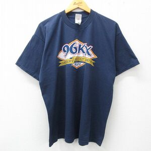 XL/古着 半袖 ビンテージ Tシャツ メンズ 00s 96KX Bank クルーネック 紺 ネイビー 23jun13 中古
