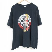 XL/古着 半袖 Tシャツ メンズ プラグ 女性 大きいサイズ コットン クルーネック 黒 ブラック 23jul11 中古_画像1