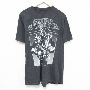 XL/古着 半袖 Tシャツ メンズ アニメ 僕のヒーローアカデミア 緑谷出久 グリーン 切島鋭児郎 オールマイト 大きいサイズ クルーネック