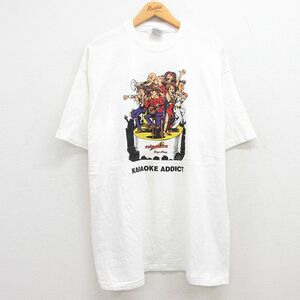 XL/古着 ヘインズ 半袖 ビンテージ Tシャツ メンズ 90s カラオケ STARSTRUCK コットン クルーネック 白 ホワイト spe 23jul19 中古