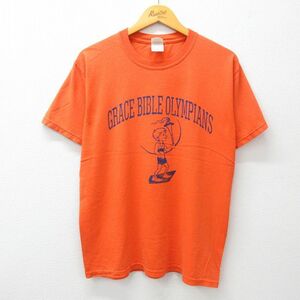 L/古着 半袖 ビンテージ Tシャツ メンズ 00s オリンピアンズ コットン クルーネック オレンジ 23jul14 中古