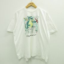 XL/古着 半袖 ビンテージ Tシャツ メンズ 90s ドラゴン 城 大きいサイズ コットン クルーネック 白 ホワイト 23jul27 中古_画像1