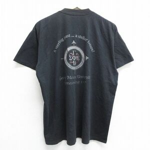 XL/古着 半袖 ビンテージ Tシャツ メンズ 90s ジョージメイソン大学 ギリシャ文字 クルーネック 黒 ブラック spe 23jul22 中古