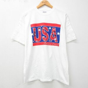 L/古着 ヘインズ 半袖 ビンテージ Tシャツ メンズ 00s USAロゴ 星 コットン クルーネック 白 ホワイト 23jul20 中古