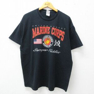 XL/古着 半袖 ビンテージ Tシャツ メンズ 00s ミリタリー マリーンコープス 星条旗 大きいサイズ コットン クルーネック 白 ホワイト 2