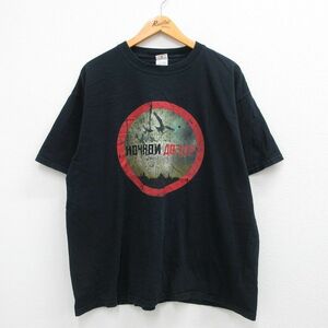 XL/古着 半袖 ビンテージ Tシャツ メンズ 00s ワシ 大きいサイズ コットン クルーネック 黒 ブラック 23jul01 中古