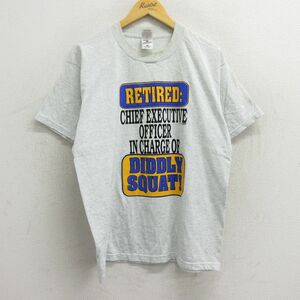 L/古着 半袖 ビンテージ Tシャツ メンズ 90s RETIRED クルーネック 薄グレー 霜降り 23aug07 中古