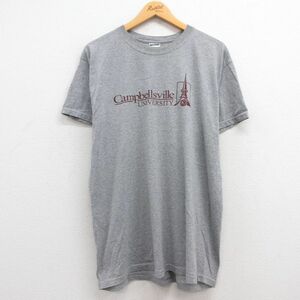 XL/古着 半袖 ビンテージ Tシャツ メンズ 00s キャンベルズビル 大学 クルーネック グレー 霜降り 23jun21 中古