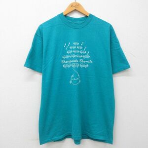 L/古着 半袖 ビンテージ Tシャツ メンズ 90s Chesapeake Chorale カニ 音符 クルーネック 緑系 グリーン 23jul01 中古