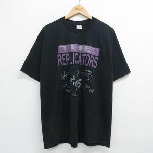 XL/古着 半袖 ビンテージ Tシャツ メンズ 90s THE REPLICATORS サイン クルーネック 黒 ブラック 23jul06 中古