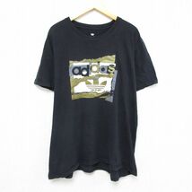 XL/古着 アディダス adidas 半袖 ブランド Tシャツ メンズ ビッグロゴ リーフ トレフォイル 大きいサイズ クルーネック 黒 ブラック 23_画像1