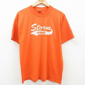 L/古着 半袖 ビンテージ Tシャツ メンズ 90s Storm クルーネック オレンジ 23jul18 中古